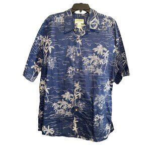 Men's Cooke Street Honolulu Blue/White Floral Button Up Hawaiian Shirt Size 2XL